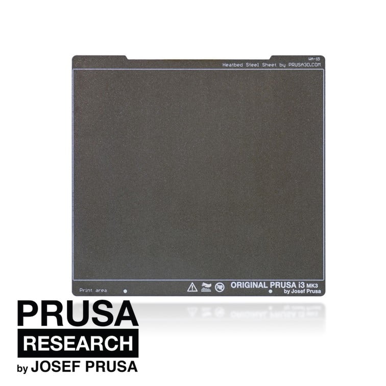 Plataforma com Textura para Prusa i3 MK3s Double-sided Textured PEI Powder-coated Spring Steel Sheet - Prusa Original