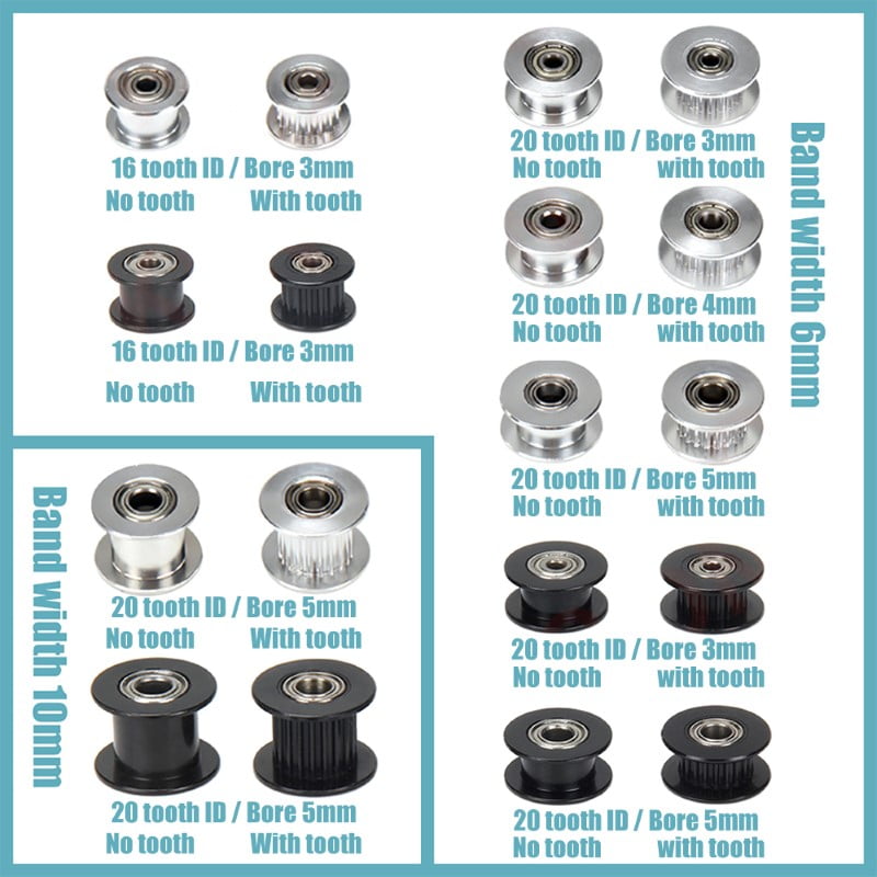 Polia para alinhamento Correia GT2 20 Dentes Rolamento 5mm Furo Alumínio ( GT2 timing belt pulley ) - AIMSOAR - Image 2