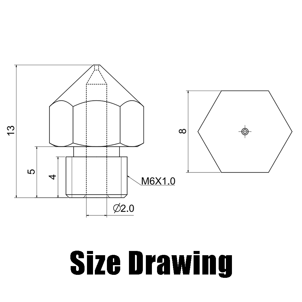 0.6mm B-SERIES PREMIUM Aço Endurecido Hardened Steel Nozzle MK8  - AIMSOAR - Image 7