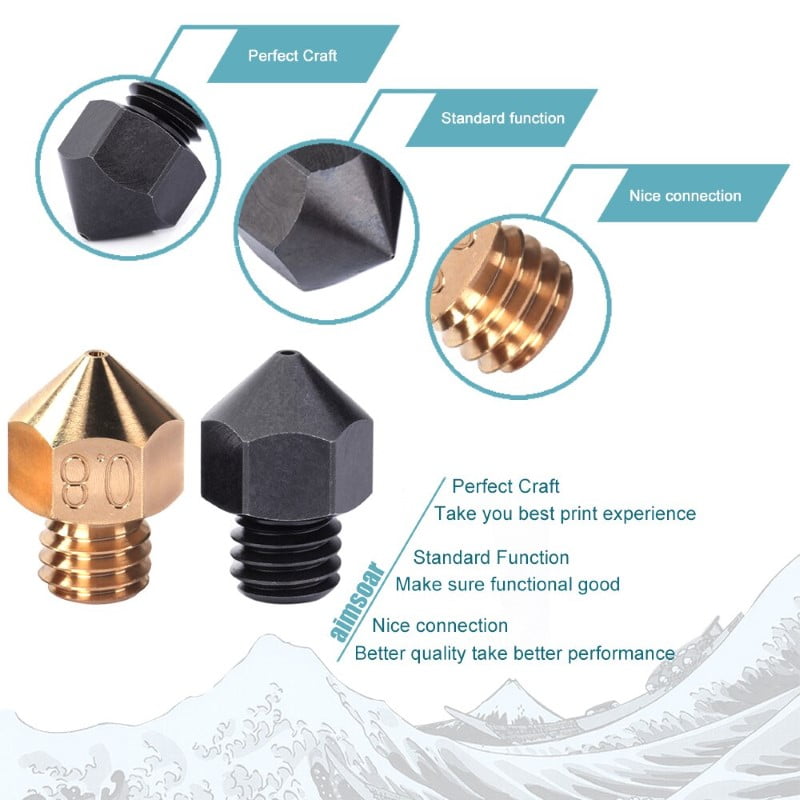 0.6mm B-SERIES PREMIUM Aço Endurecido Hardened Steel Nozzle MK8  - AIMSOAR - Image 3