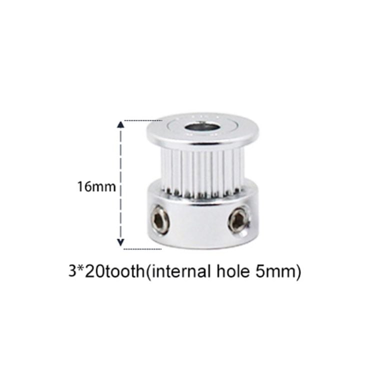 Polia para Correia GT2 20 Dentes 16mm 5mm Furo Alumínio ( GT2 timing belt pulley) - AIMSOAR - Image 2