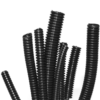 1m Tubo Anelado Corrugado PP 29mm diâmetro Aberto Preto (mangueira de plástico flexível passa cabos elétricos) - OEM