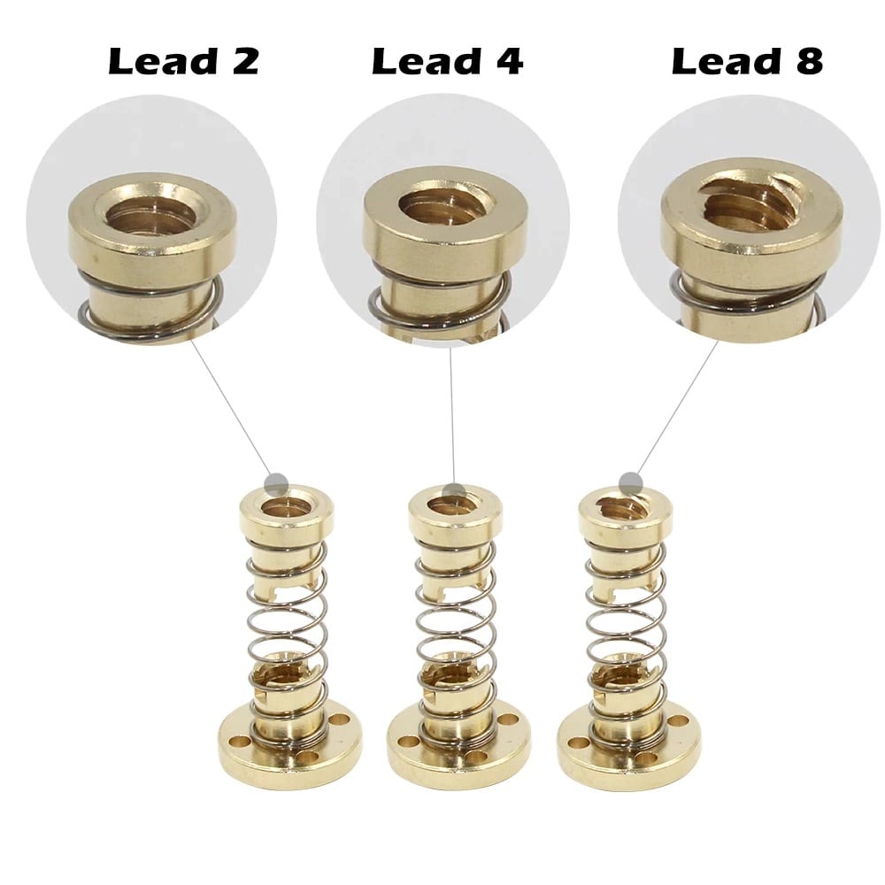 Porca T8 Anti-Backlash para Varões Trapezoidal T8 8mm Lead Passo 8mm (Lead Screw Flexible)  - AIMSOAR - Image 9