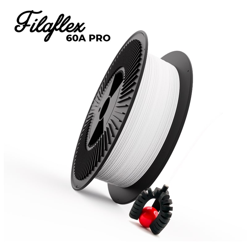 Filaflex TPE 60A PRO 3kg White ( Filamento 3D mais elástico e fléxivel do mercado ) - RECREUS