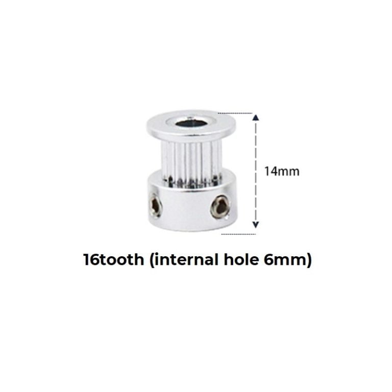 Polia para Correia GT2 16 Dentes 14mm 6mm Furo Alumínio ( GT2 timing belt pulley) - AIMSOAR - Image 2