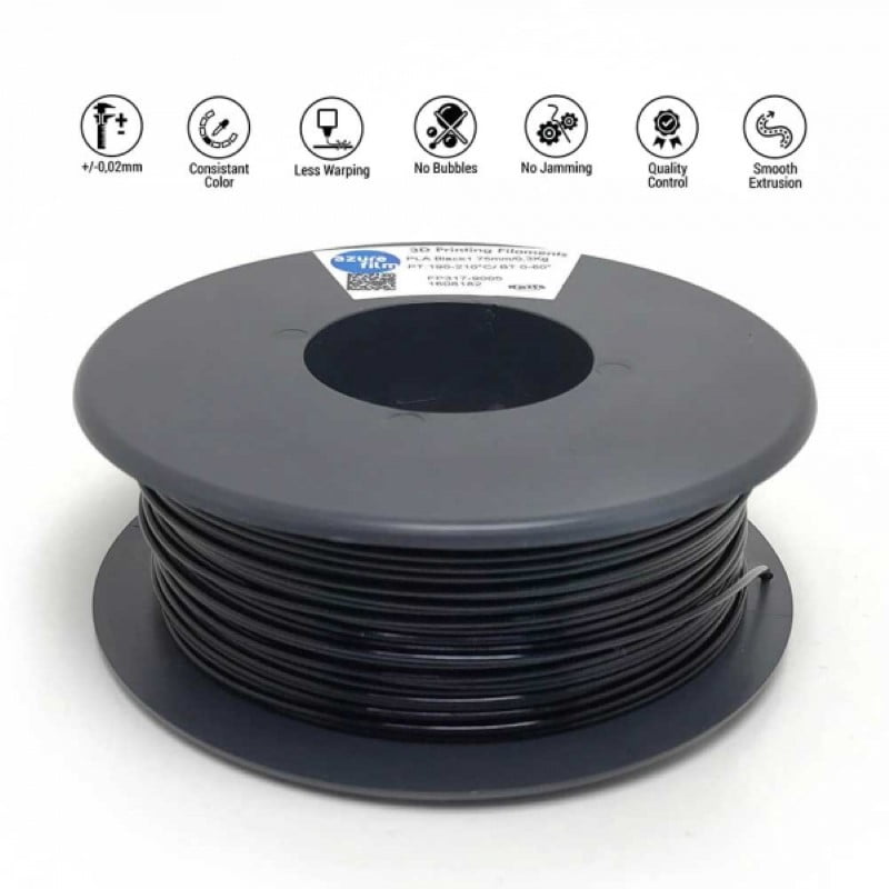 TPU 50g (Amostra) Flexible Filament Hardness 85A Black - Azurefilm