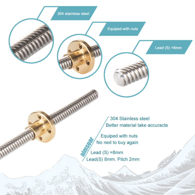 500mm Varão trapezoidal T8 Lead Passo 2mm Pitch 2mm ( lead screw ) - AIMSOAR - Image 7
