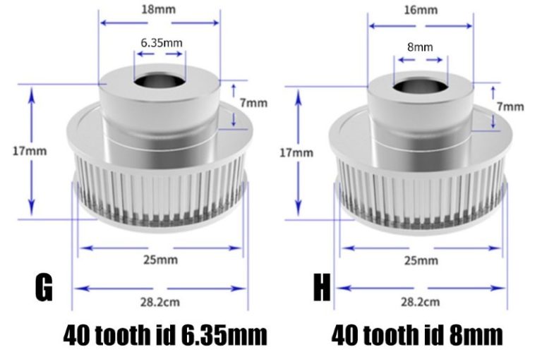 Polia para Correia 6mm GT2 40 Dentes 17mm 8mm Furo Alumínio ( GT2 timing belt pulley) - AIMSOAR - Image 2