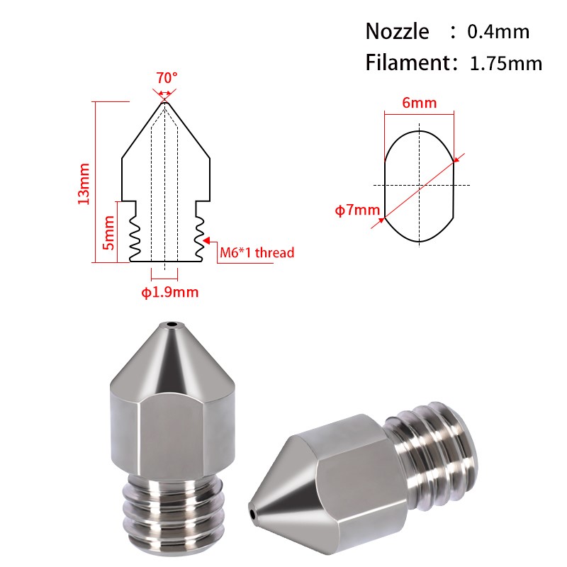 0.5mm Liga de Titânio TC4 Titanium Alloy Nozzle MK8  - AIMSOAR - Image 2