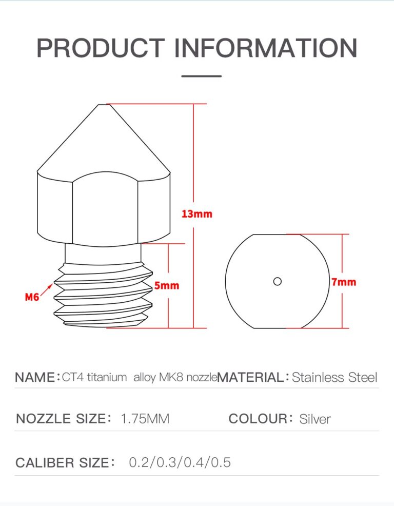 0.5mm Liga de Titânio TC4 Titanium Alloy Nozzle MK8  - AIMSOAR - Image 12