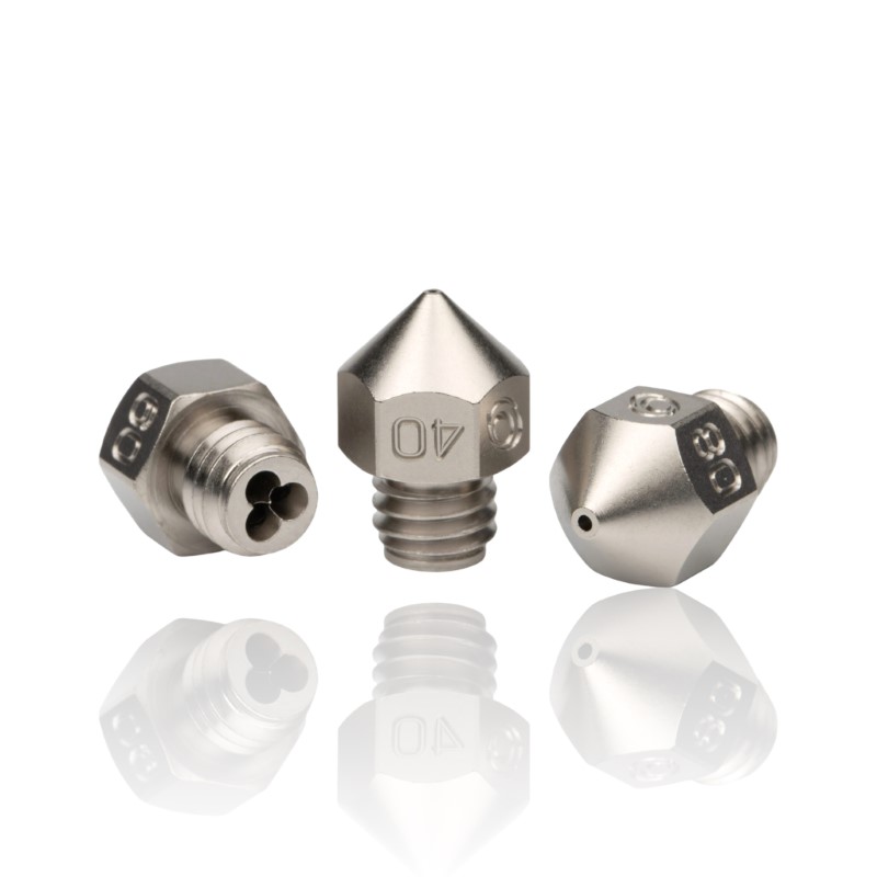 0.4mm CHT Coated Brass Nozzle M6×1×5×13 1.75 MK8 Revestimento de Níquel - Bondtech