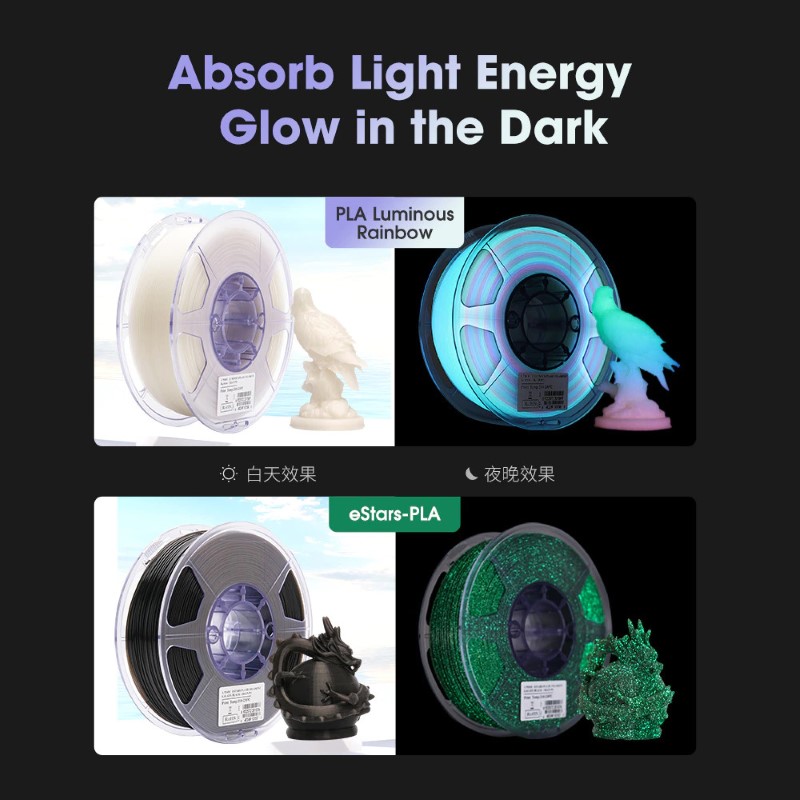 ePLA 1kg Glow in the Dark eStars - ESUN - Image 3