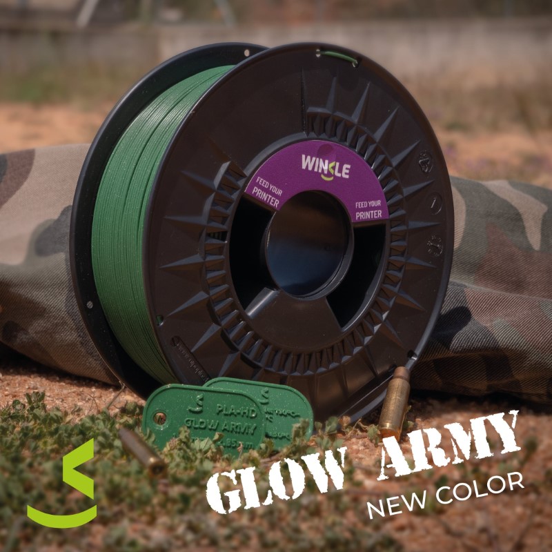 PLA HD 10m (Amostra) GLITTER Verde Militar Military Green - WINKLE - Image 11