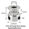 Polia para Correia GT2 20 Dentes 16mm 6.35mm Furo Alumínio ( GT2 timing belt pulley) - AIMSOAR