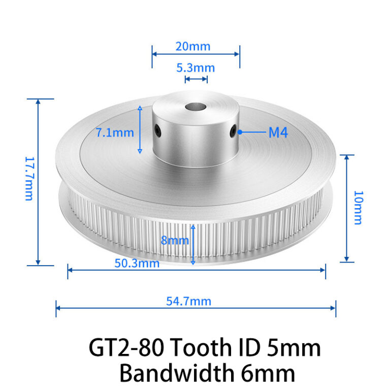 Polia para Correia 6mm GT2 80 Dentes 18mm 5mm Furo Alumínio ( GT2 timing belt pulley) - AIMSOAR - Image 5