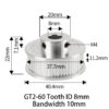 Polia para Correia 10mm GT2 60 Dentes 22mm 8mm Furo Alumínio ( GT2 timing belt pulley) - AIMSOAR