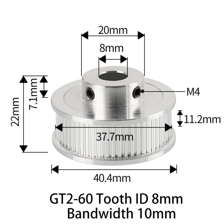 Polia para Correia 10mm GT2 60 Dentes 22mm 8mm Furo Alumínio ( GT2 timing belt pulley) - AIMSOAR - Image 2