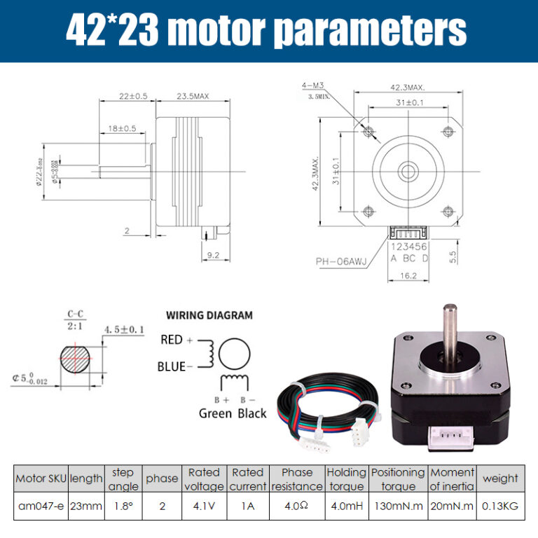 Motor Titan extruder 42 stepper 23mm 1.8º 42*42*23mm  - Aimsoar - Image 4