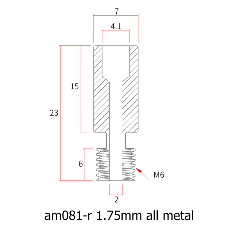 Heat Break Garganta Full Metal 1.75mm ( Single Head Dual Color Throat Heatbreak ) - AIMSOAR - Image 2