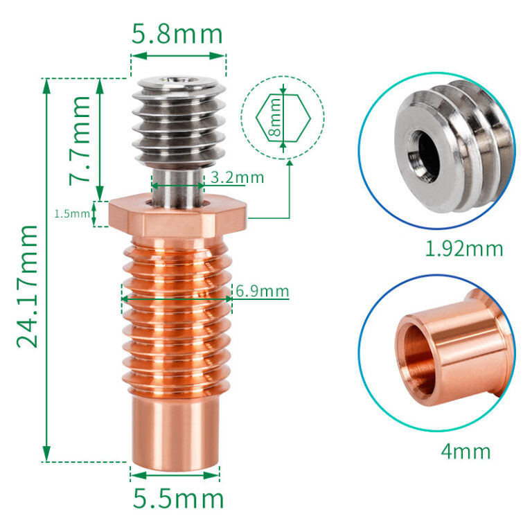 Heat Break Bi-Metal TITÂNIO Cobre E3D V6 Clone com Rosca de Alta Temperatura ( Heatbreak titanium alloy red copper Copper thread wear and high-temp resistant ) - AIMSOAR - Image 2
