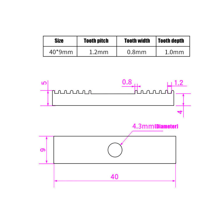 Bloco Fixador Serrilhado Cravar Correia com fecho GT2 9*40mm (2GT-6 Timing belt fix block) - AIMSOAR - Image 2