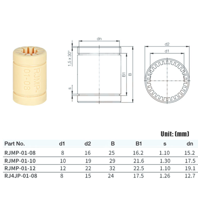 Rolamento autolubrificante Plastico RJ4JP-01-08 8mm (Self-lubricating Plastic linear bearing ) - AIMSOAR - Image 2