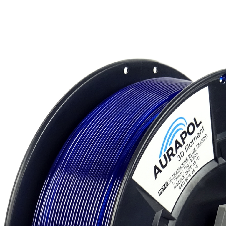 AURAPOL PETG Filament Ultramarine Blue Transparent 1 Portugal Espana Evolt Impressao 3D