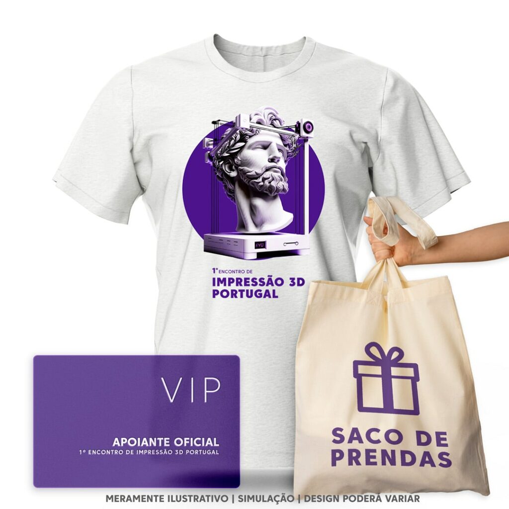 T-Shirt 1º Encontro 3D (Tamanho 2XL) - Pack Apoiante do Evento (COLECIONADOR)