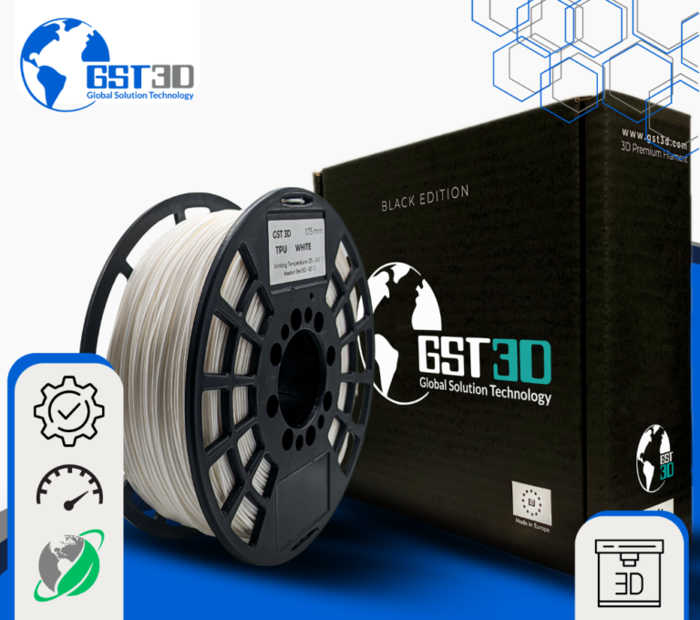 WHITE TPU gst3d evolt portugal espana filamento impressao 3d