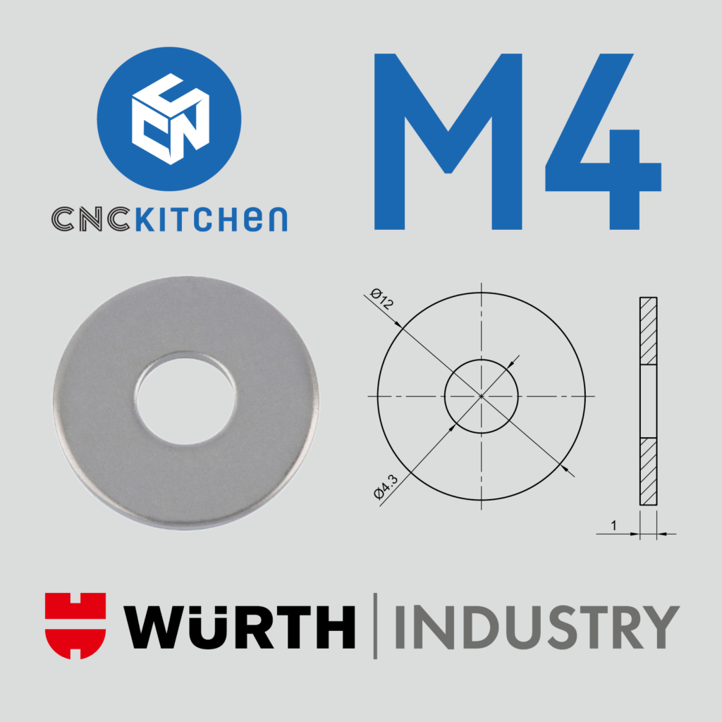100 Anilhas aba larga M4 Large Washers - CNC Kitchen