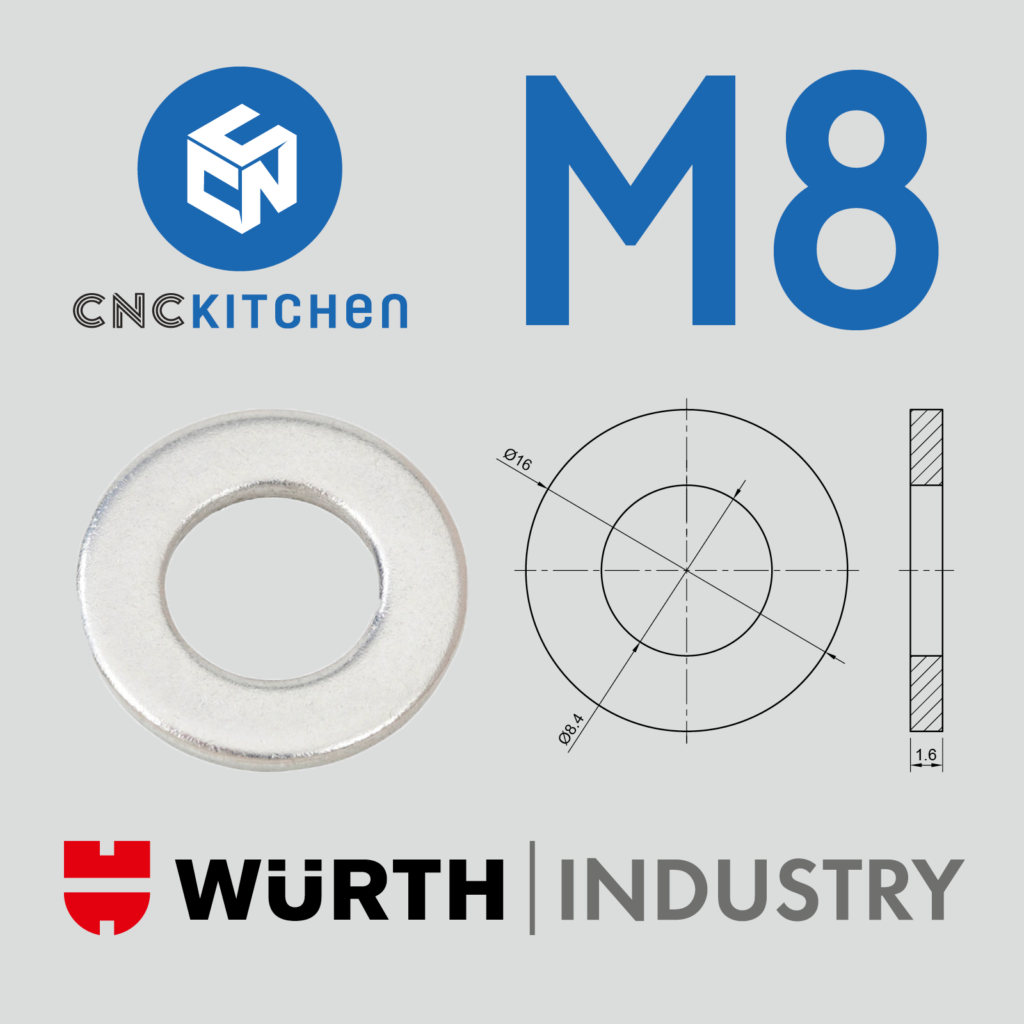 50 Anilhas M8 Standard Washers - CNC Kitchen