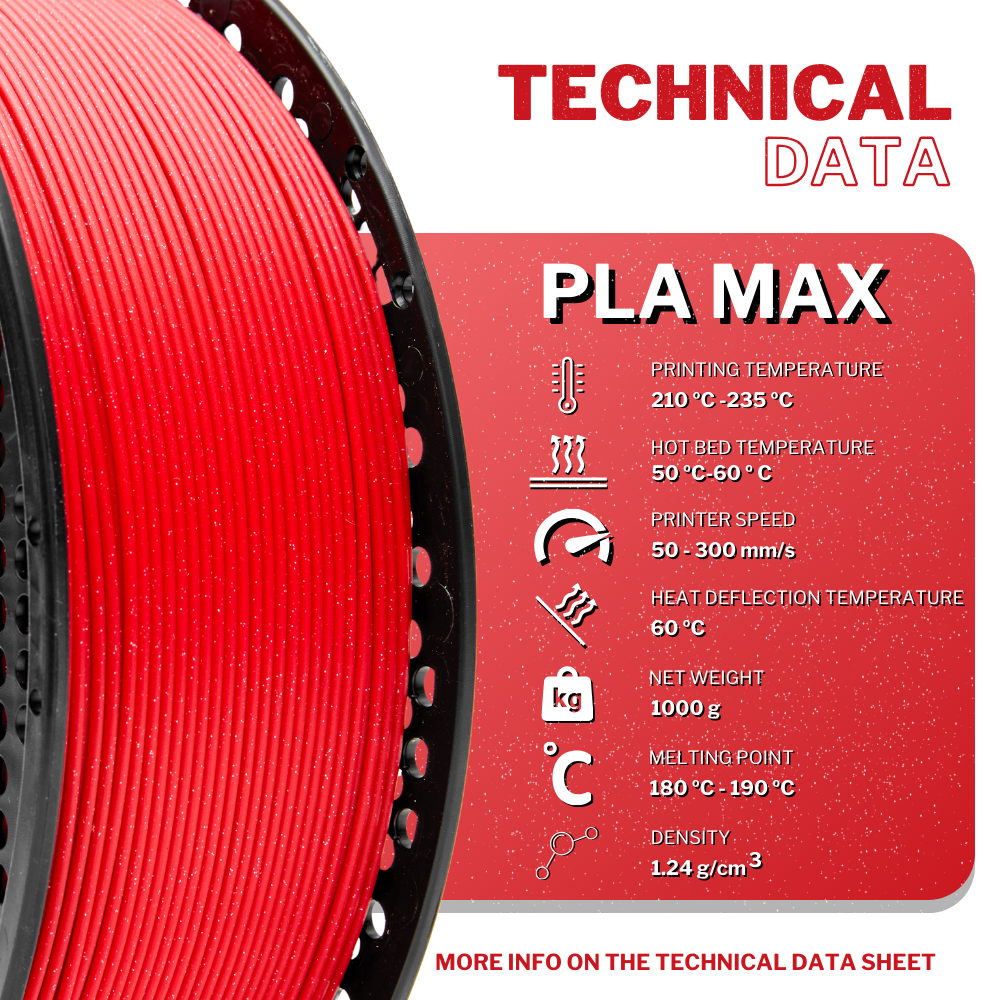 esFil PLA MAX 1kg Galactic Red - 3DFILS - Image 3
