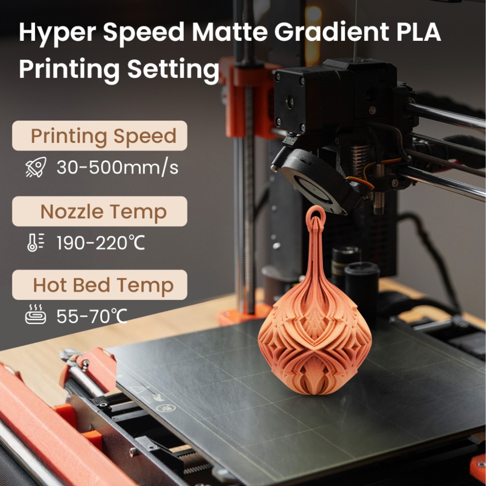 PLA Hyper Speed Matte Gradient Rainbow 1kg Danxia (gold and red) - ERYONE - Image 5