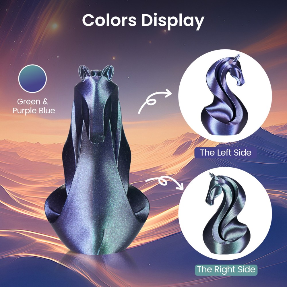 PLA Dual Color Burnt Titanium 1kg Green, Purple Blue - ERYONE - Image 2