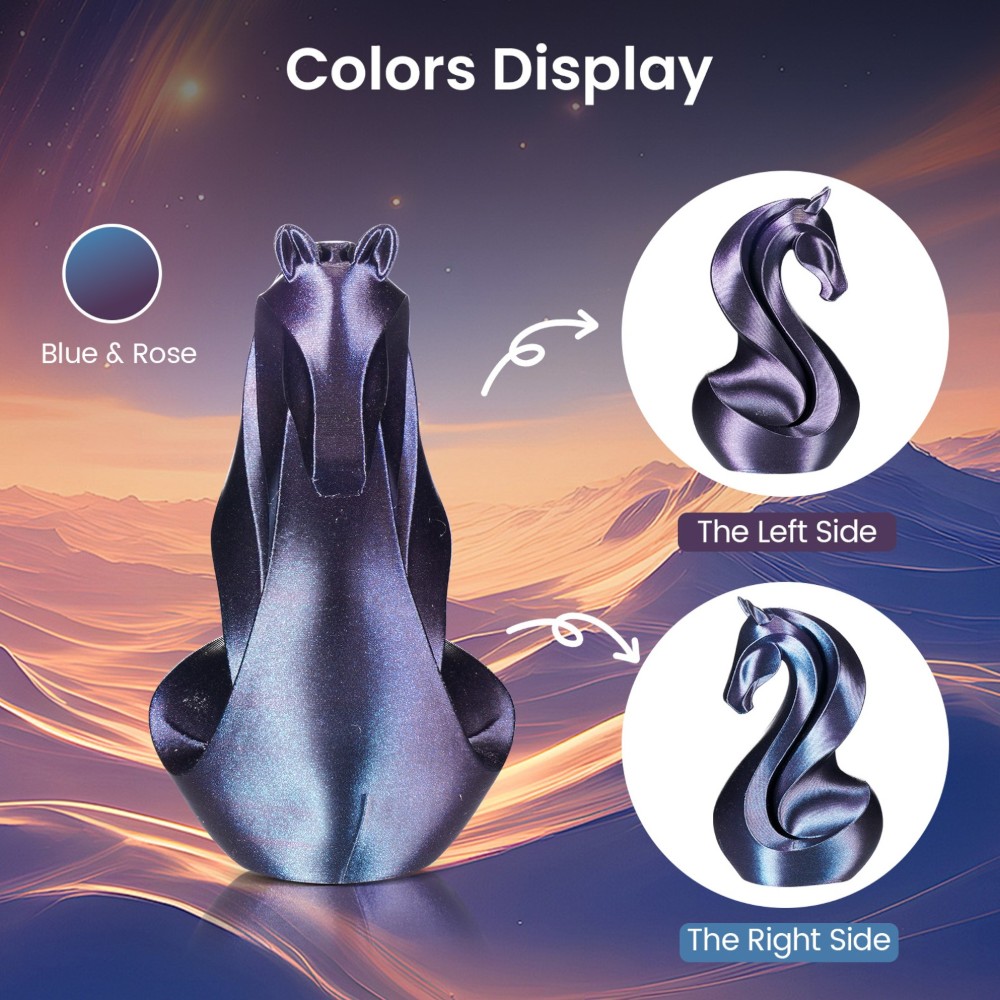 PLA Dual Color Burnt Titanium 1kg Blue and Rose Red - ERYONE - Image 2