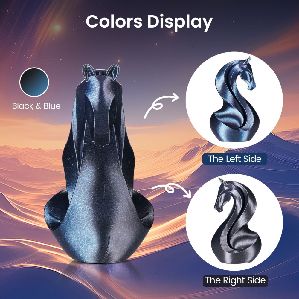 PLA Dual Color Burnt Titanium 1kg Black and Blue - ERYONE - Image 2