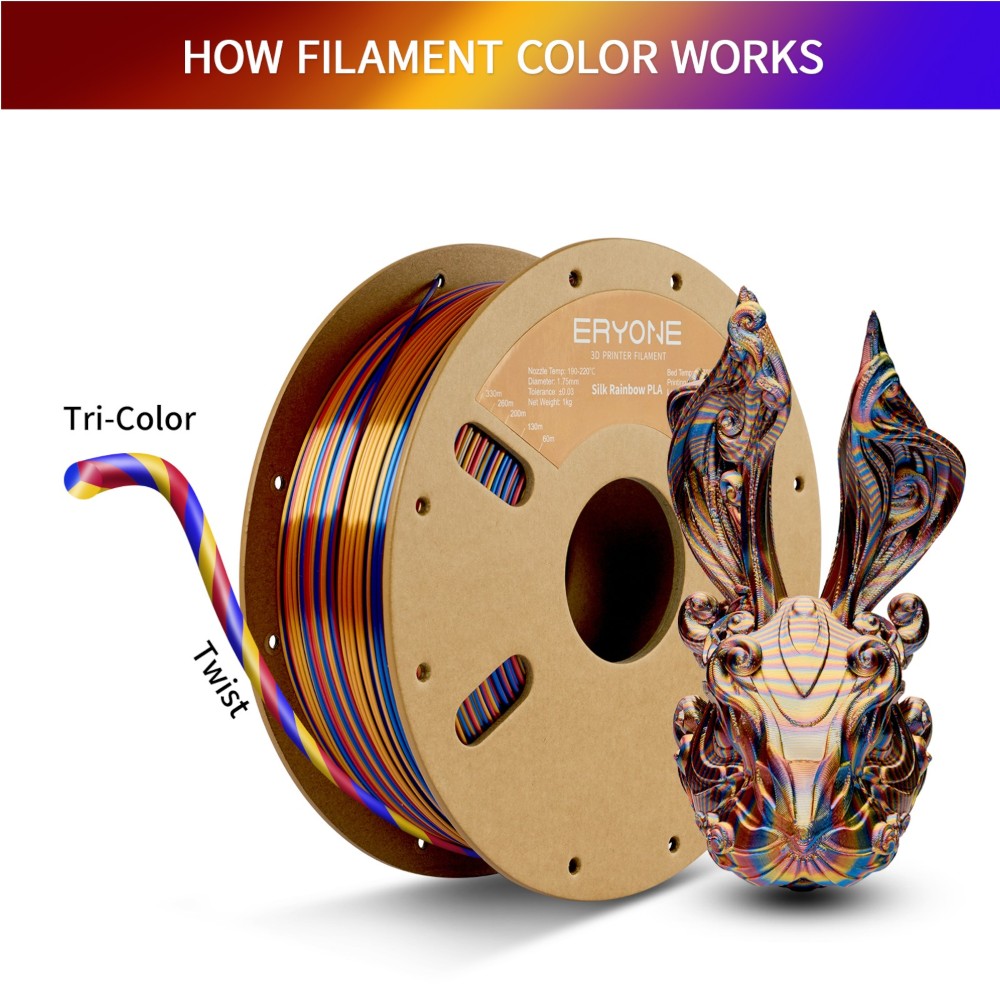 PLA Rapid Silk Rainbow 1kg Shadow (Red, Gold and Blue) - ERYONE - Image 4