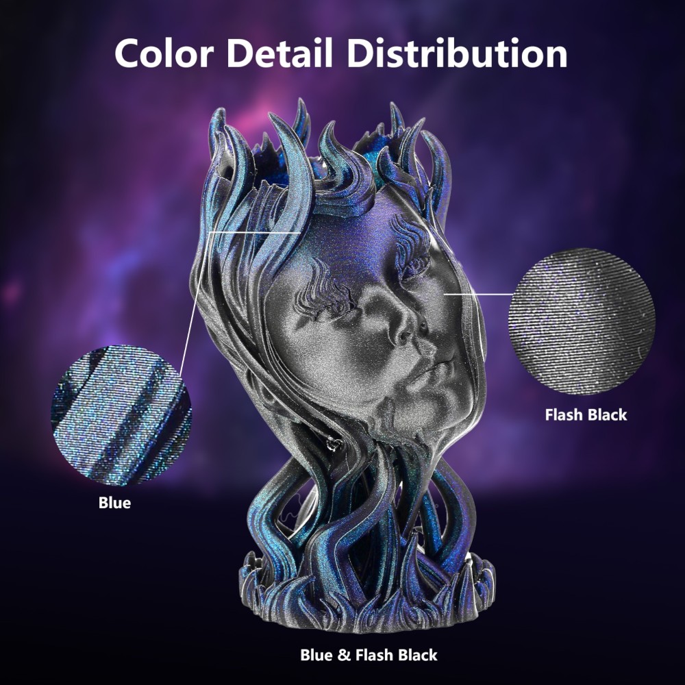 PLA Rainbow Burnt Titanium 1kg Interstellar (Blue and Flash Black) - ERYONE - Image 3