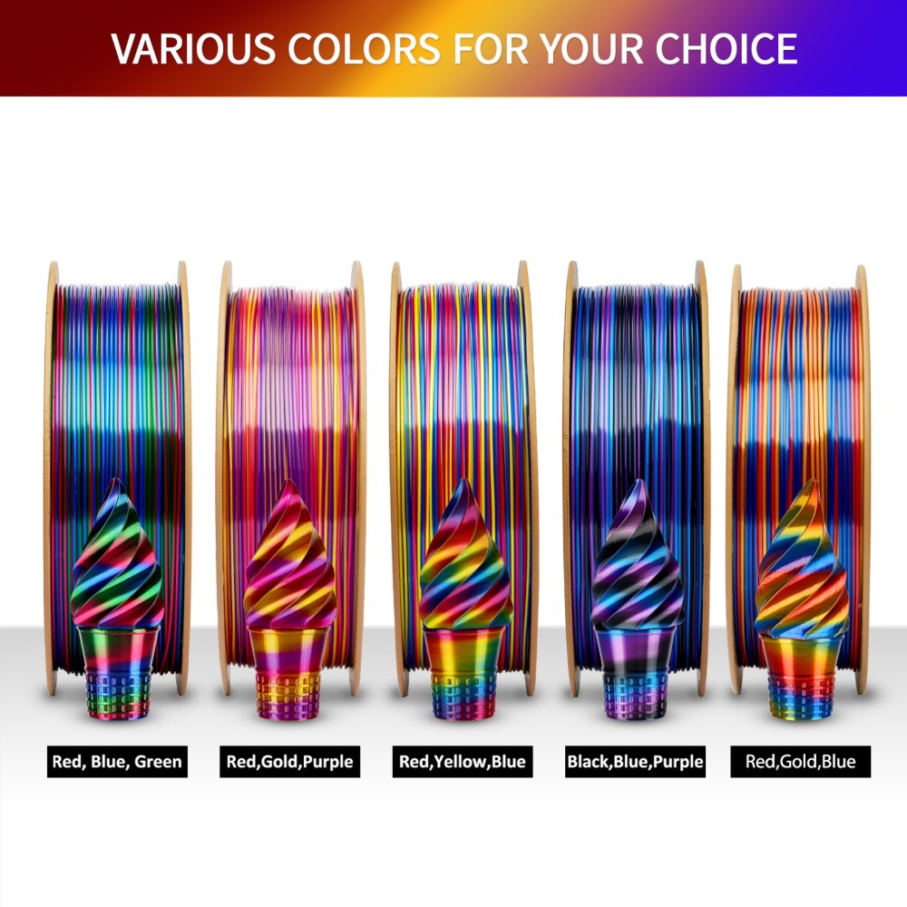 PLA Rapid Silk Rainbow 1kg Shadow (Red, Gold and Blue) - ERYONE - Image 5
