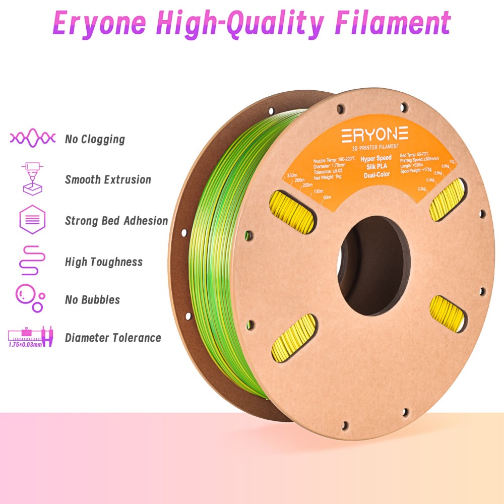 PLA High Speed Silk Dual-Color 1kg Green and Yellow - ERYONE - Image 4