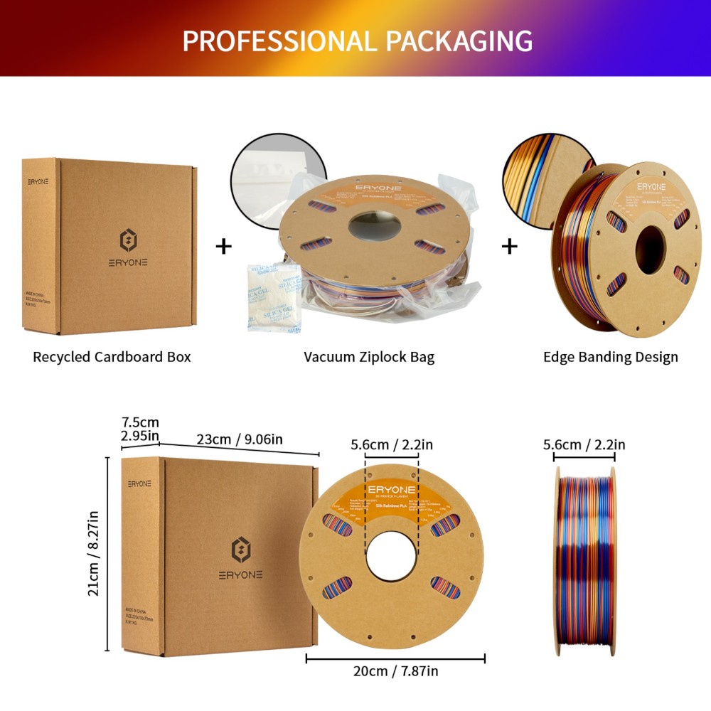 PLA Rapid Silk Rainbow 1kg Shadow (Red, Gold and Blue) - ERYONE - Image 6