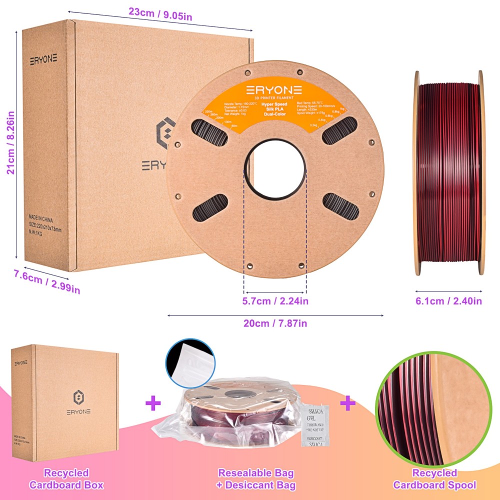 PLA High Speed Silk Dual-Color 1kg Black and Red - ERYONE - Image 6