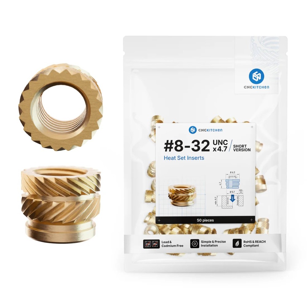 Heat Set Insert 8-32x4.7mm (Short Version) (50pcs) - CNC Kitchen - Image 3