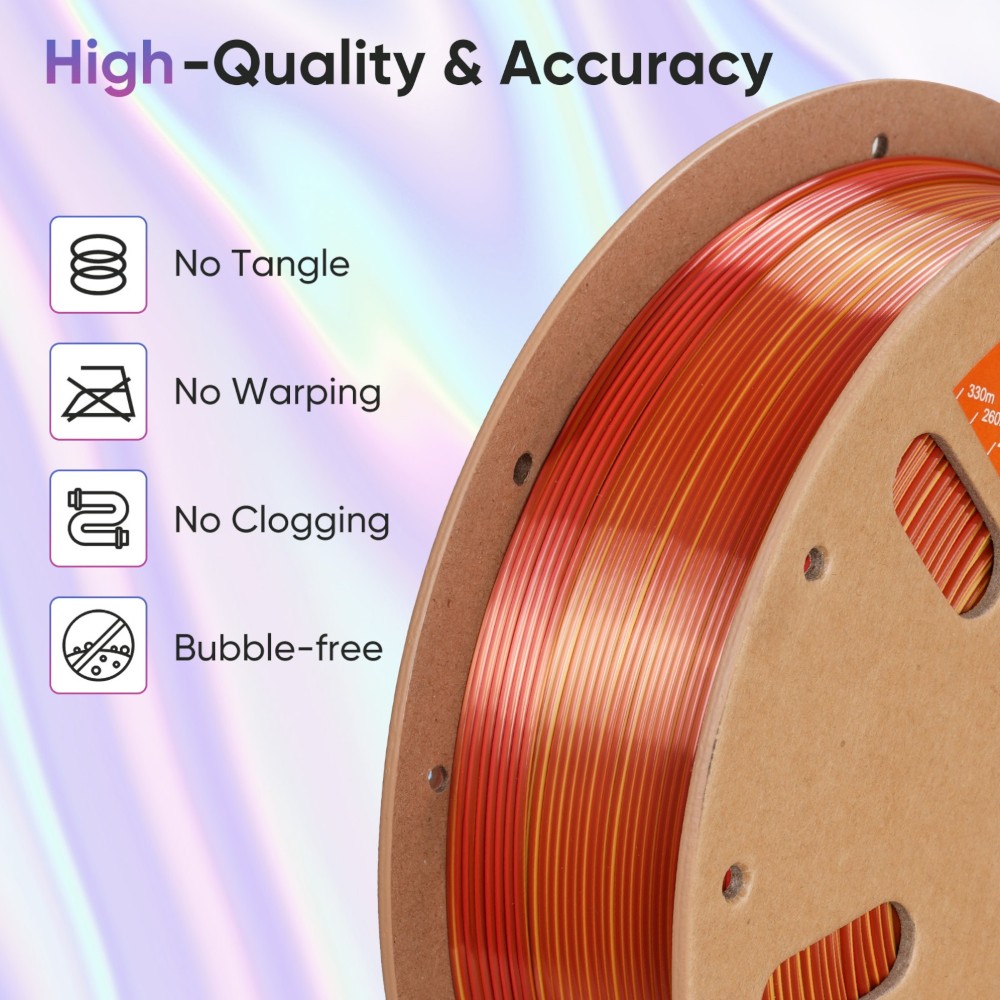 PLA Hyper Speed Silk Quadruple Color 1kg Metallic Frenzy (Black, Dark Red, Banana Orange and Gold)- ERYONE - Image 5