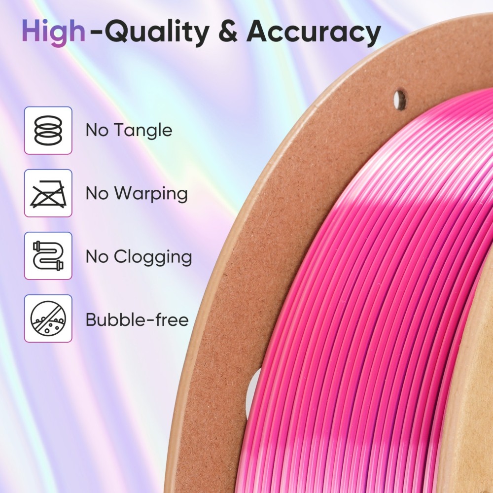 PLA Hyper Speed Silk Quadruple Color 1kg Cold Fire Night (Dark Purple, Magenta, Pink and Sky Blue) - ERYONE - Image 5