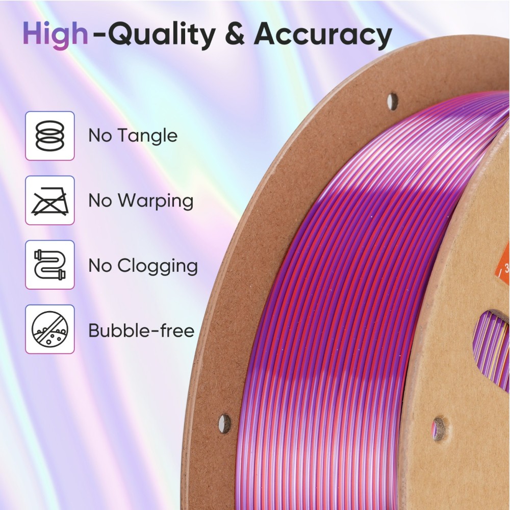 PLA Hyper Speed Silk Quadruple Color 1kg Twilight Glow (Black, Red, Dark Purple and Gold) - ERYONE - Image 5