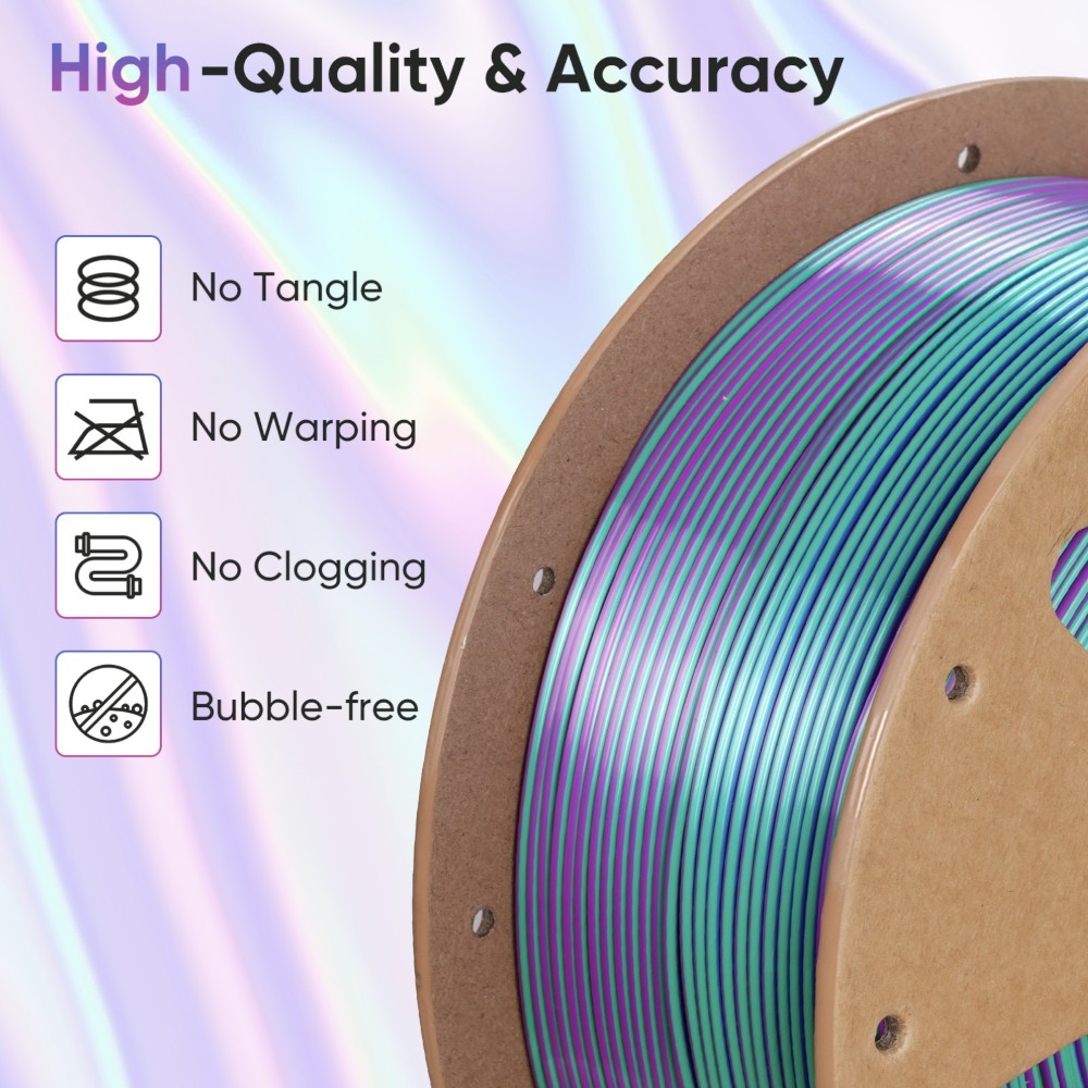 PLA Hyper Speed Silk Quadruple Color 1kg Aurora Dream (Tea Green, Violet, Electric Pink and Indigo) - ERYONE - Image 5