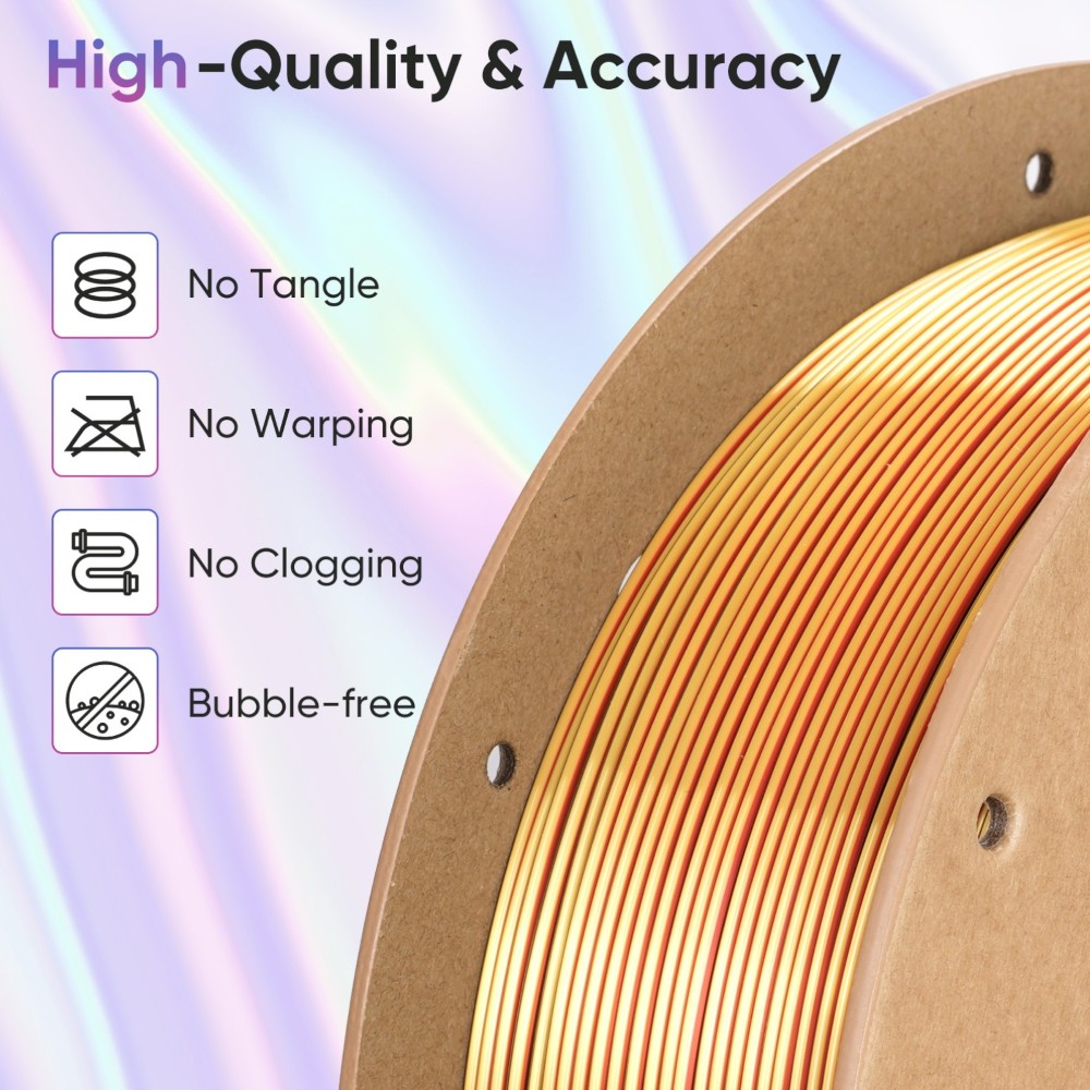 PLA Hyper Speed Silk Quadruple Color 1kg Gorgeous Sum (Black, Gold, Red and Green) - ERYONE - Image 5