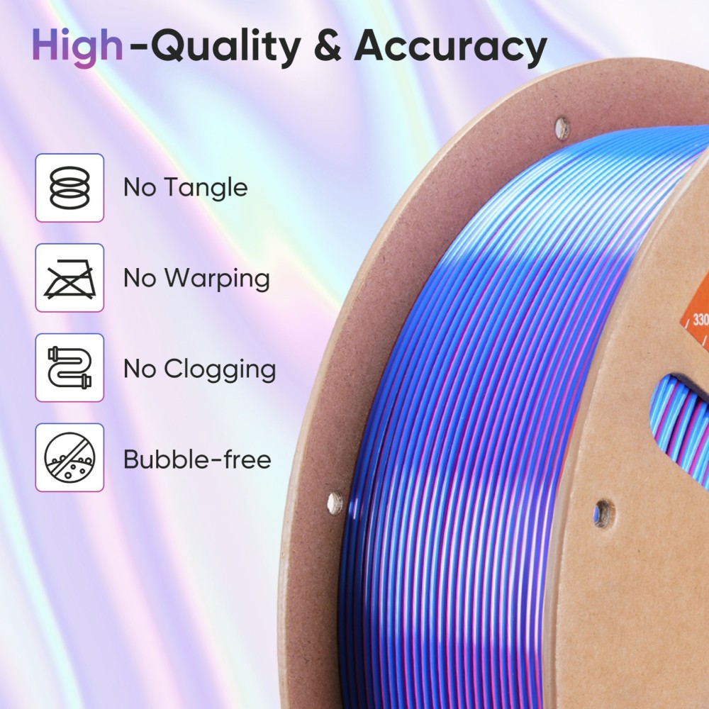 PLA Hyper Speed Silk Quadruple Color 1kg Electrical Night (Neon Purple, Bright Blue, Neon Pink and Neon Yellow) - ERYONE - Image 5