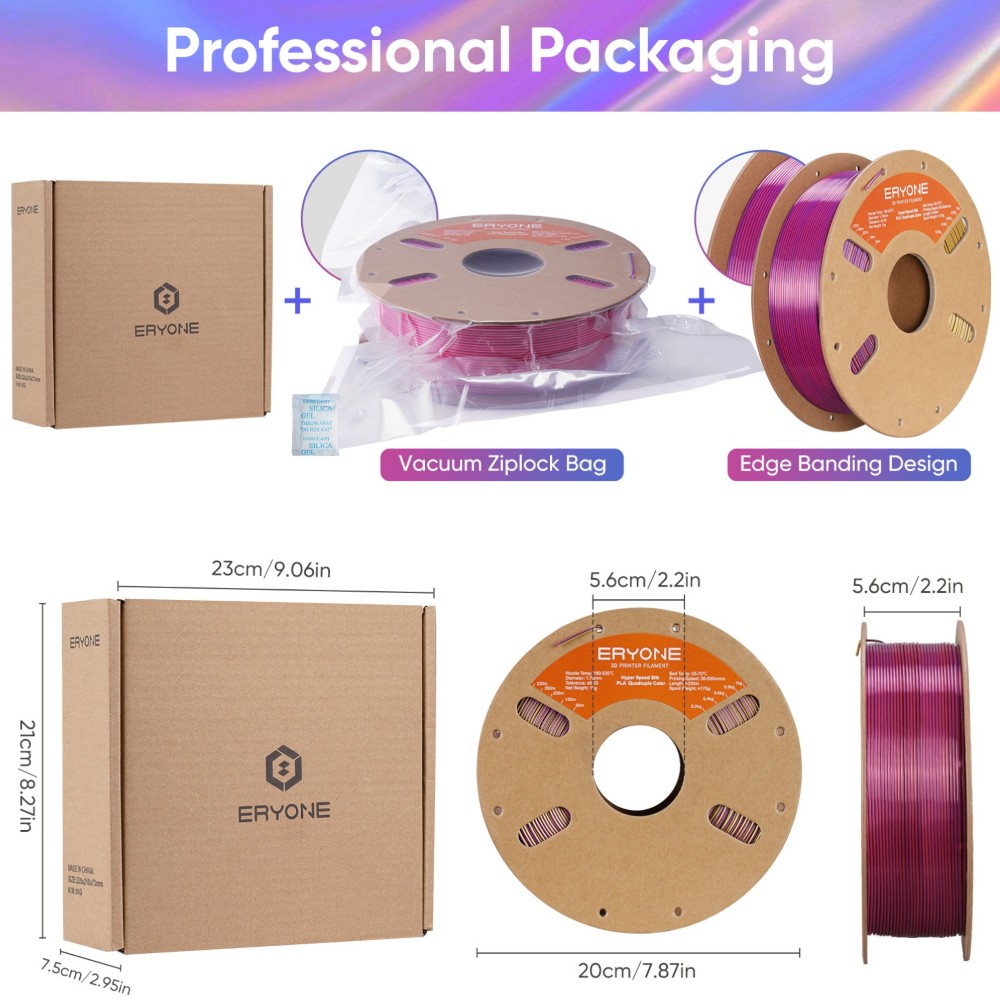 PLA Hyper Speed Silk Quadruple Color 1kg Twilight Glow (Black, Red, Dark Purple and Gold) - ERYONE - Image 6